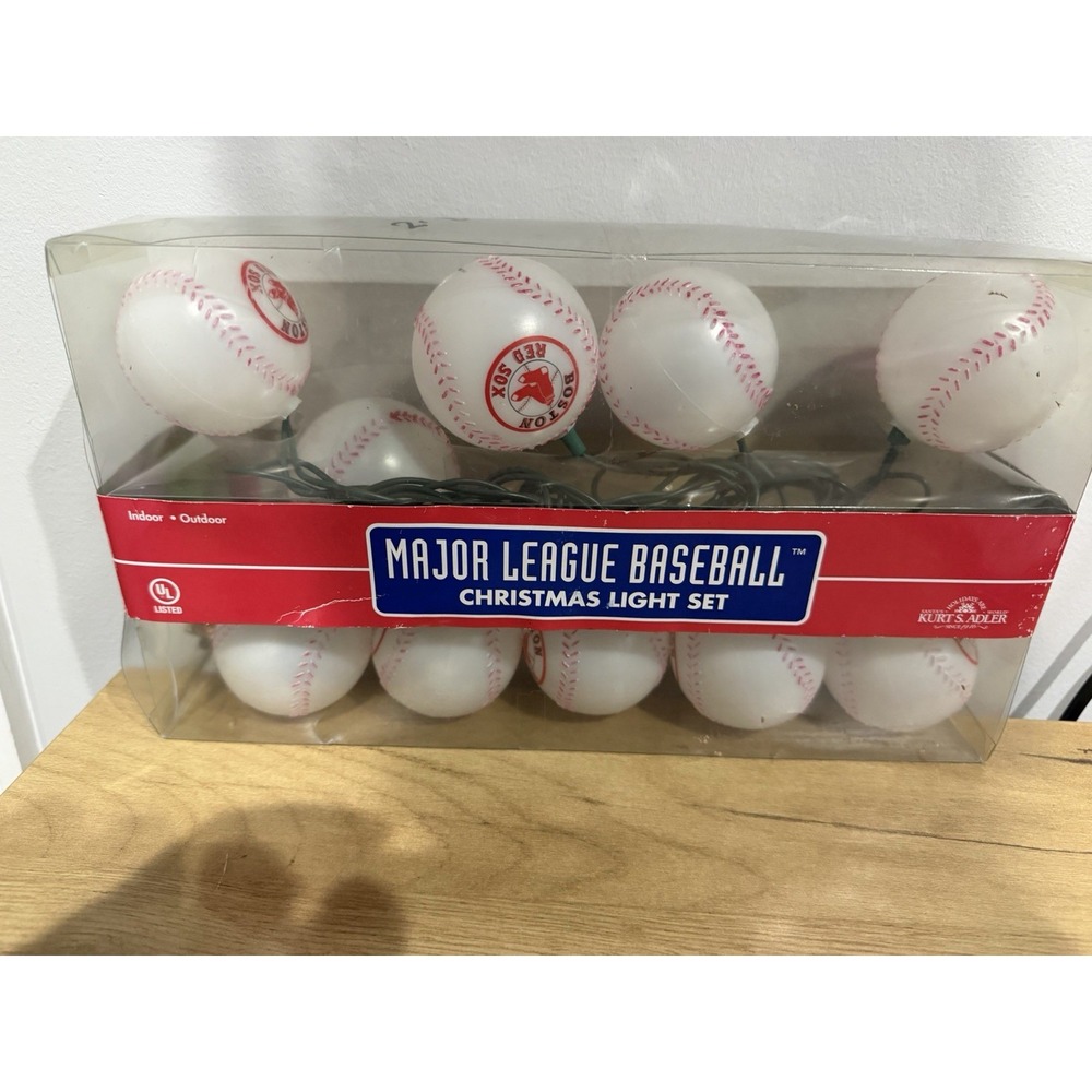 Kurt Adler Santas World MLB NY Yankees 10 Baseball Indoor Outdoor String Lights